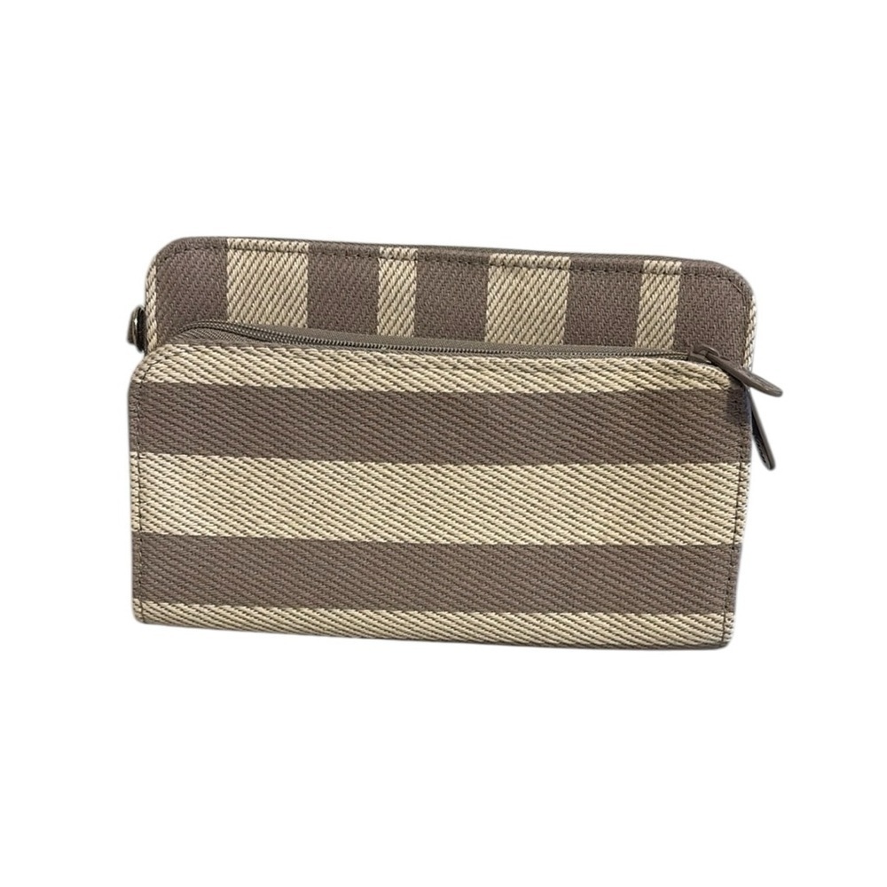 Thirty-one Perfect Cents Wallet Striped Canvas Gray & Cream New